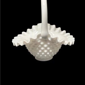 Fenton White Hobnail Milk Glass Basket